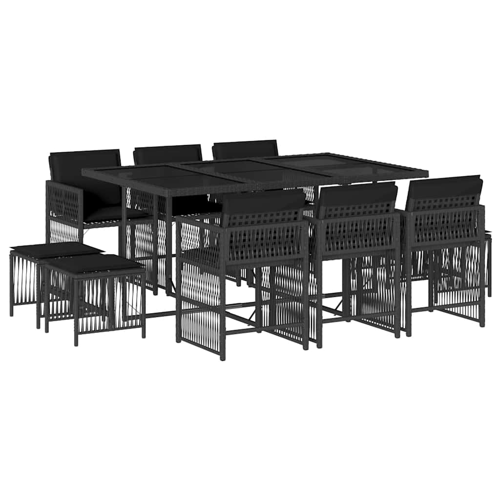 11-Delige Tuinset Met Kussens Poly Rattan