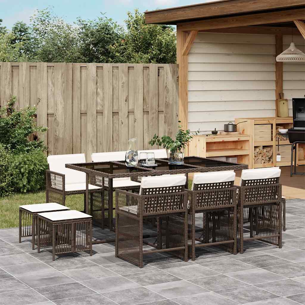 11-Delige Tuinset Met Kussens Poly Rattan