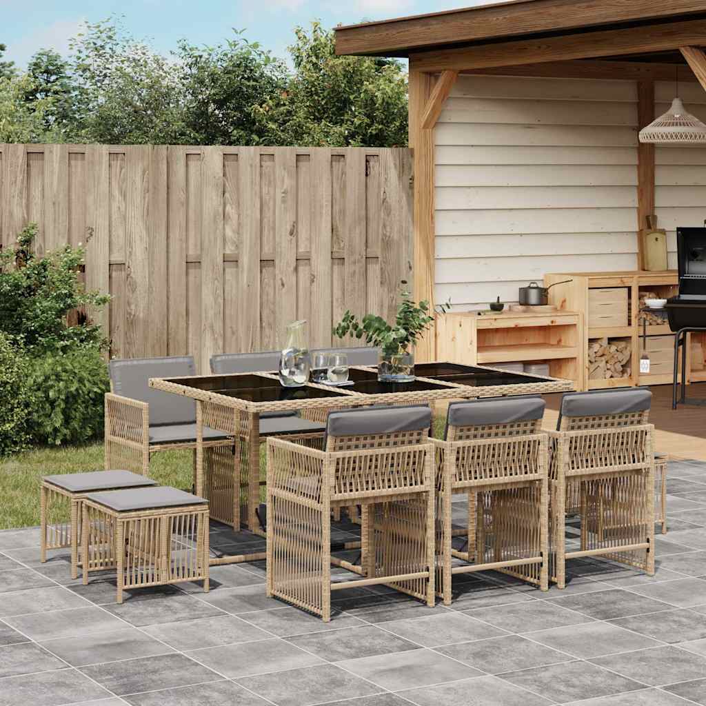11-Delige Tuinset Met Kussens Poly Rattan