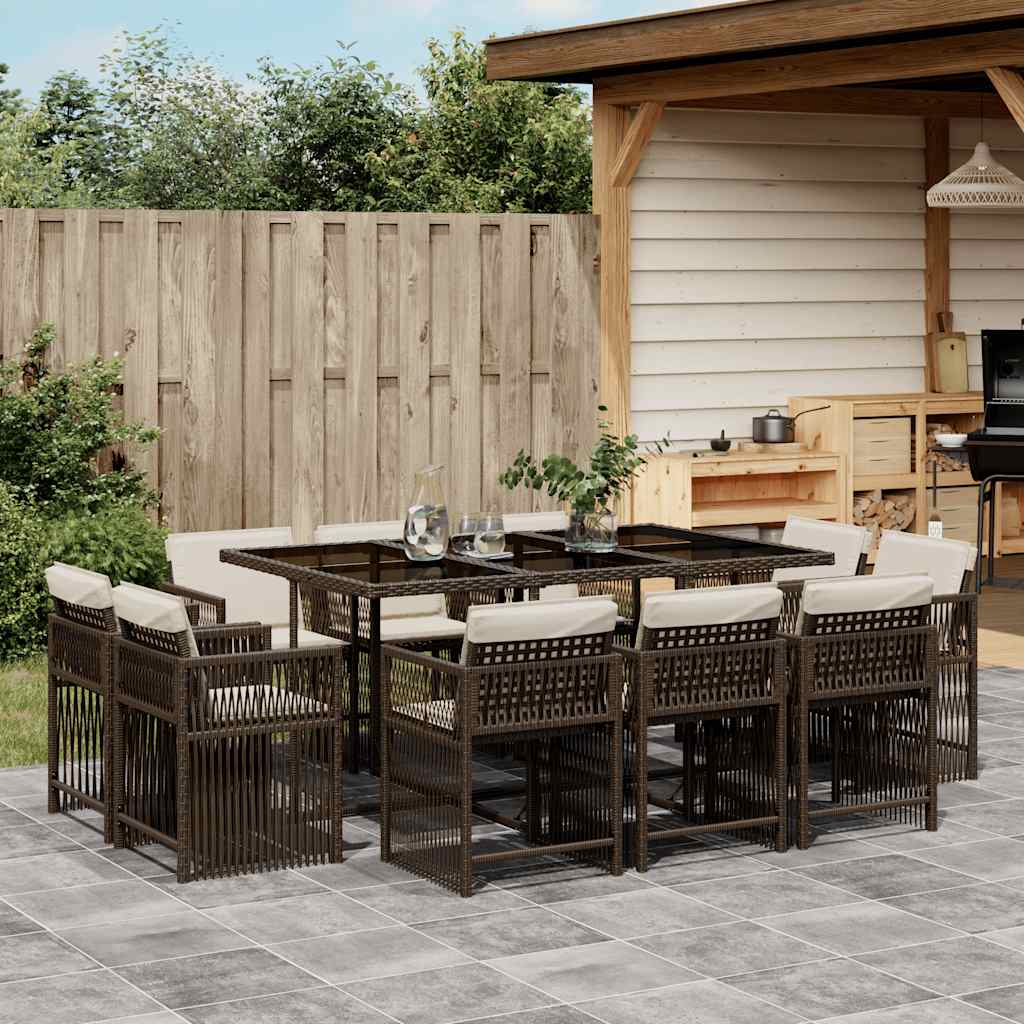 11-Delige Tuinset Met Kussens Poly Rattan
