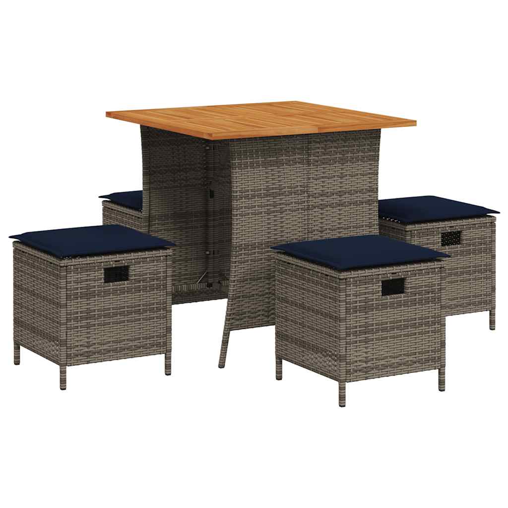 5-Delige Tuinset Met Kussens Poly Rattan