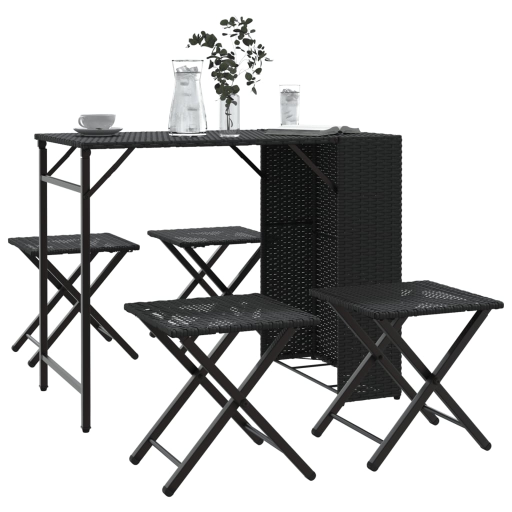 5-Delige Tuinset Inklapbaar Poly Rattan