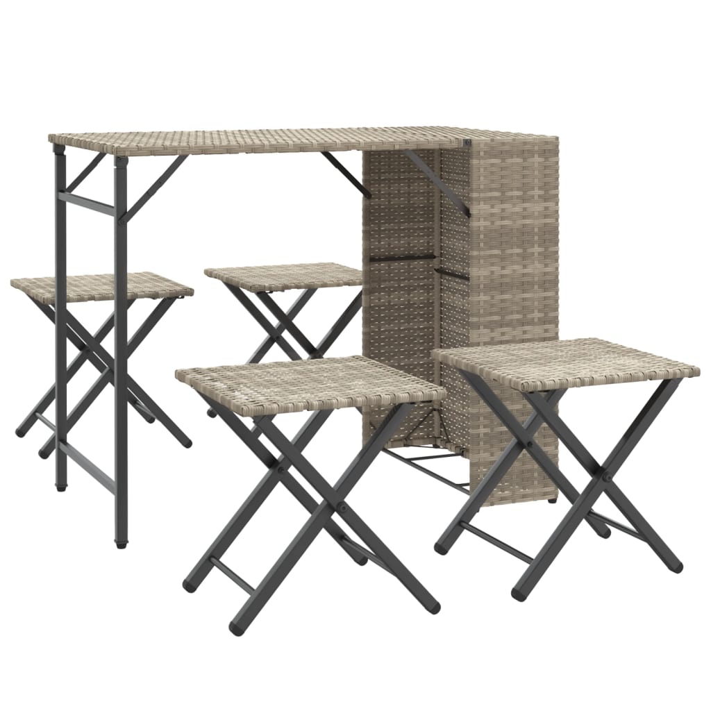 5-Delige Tuinset Inklapbaar Poly Rattan