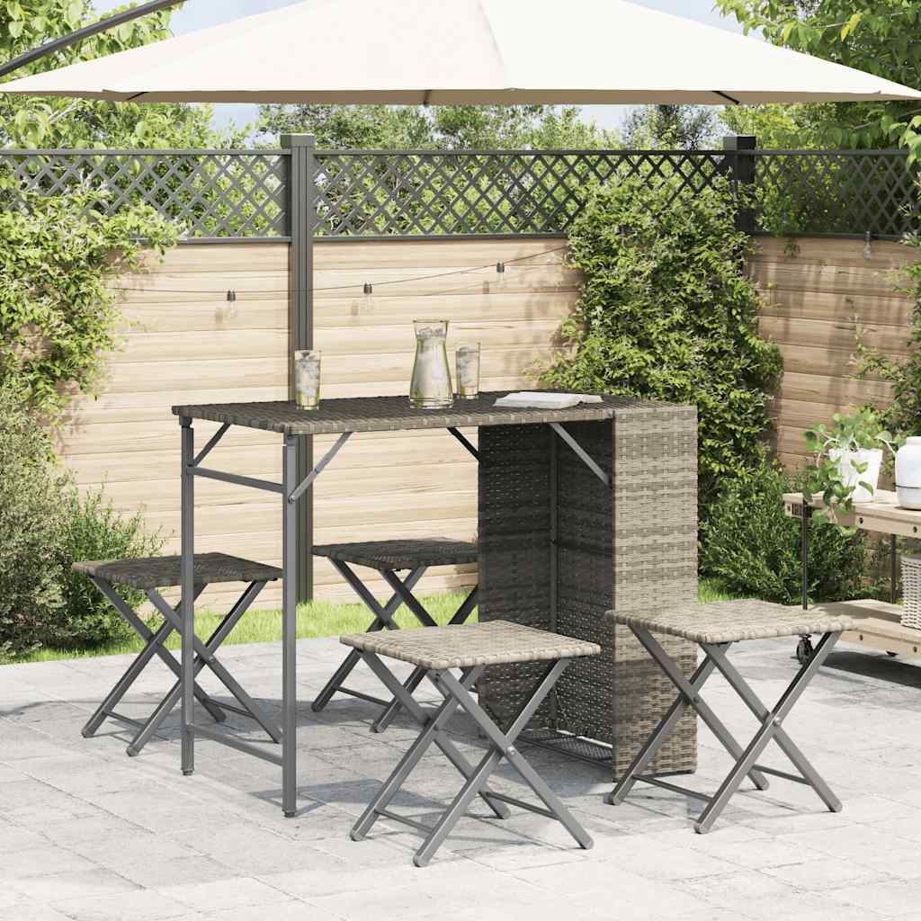 5-Delige Tuinset Inklapbaar Poly Rattan