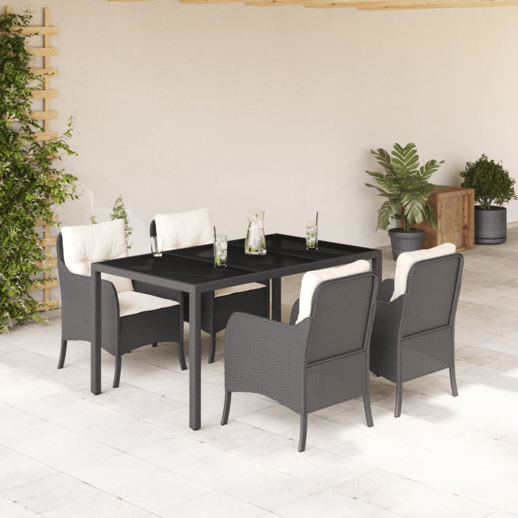 3-Delige Tuinset Met Kussens Poly Rattan
