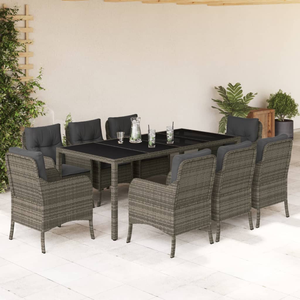 3-Delige Tuinset Met Kussens Poly Rattan