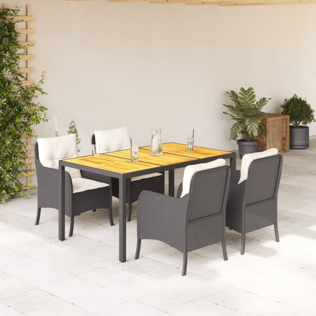 5-Delige Tuinset Met Kussens Poly Rattan