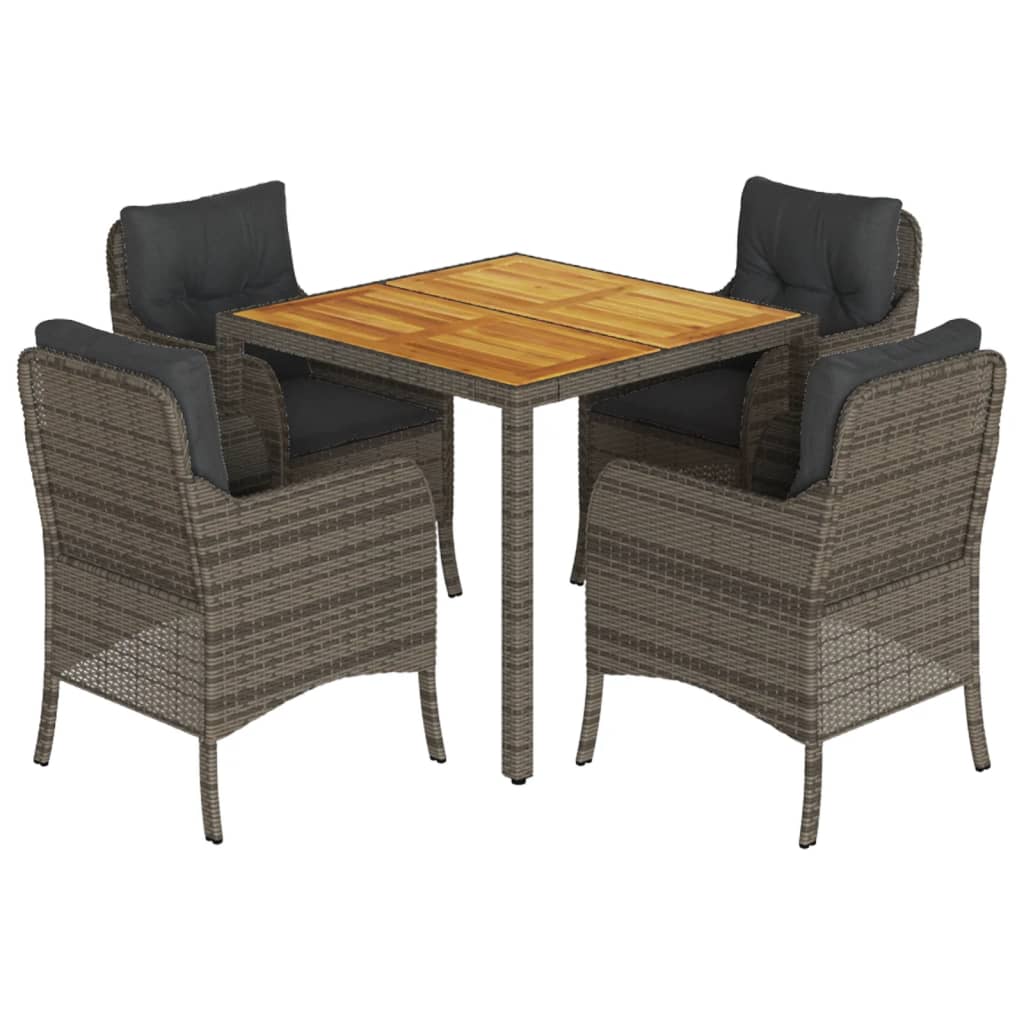 5-Delige Tuinset Met Kussens Poly Rattan