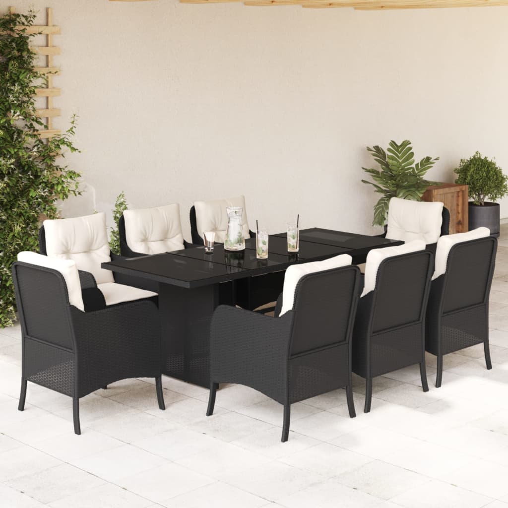 9-Delige Tuinset Met Kussens Poly Rattan