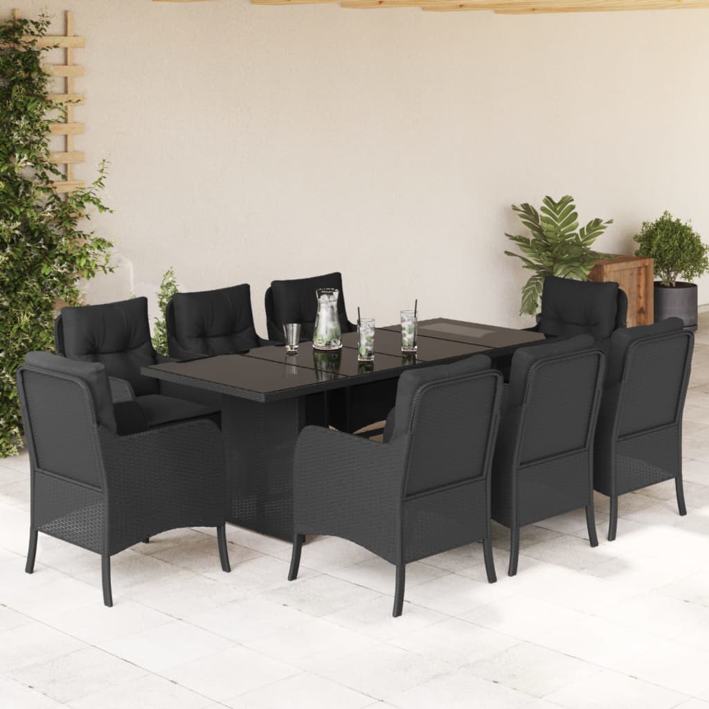 9-Delige Tuinset Met Kussens Poly Rattan