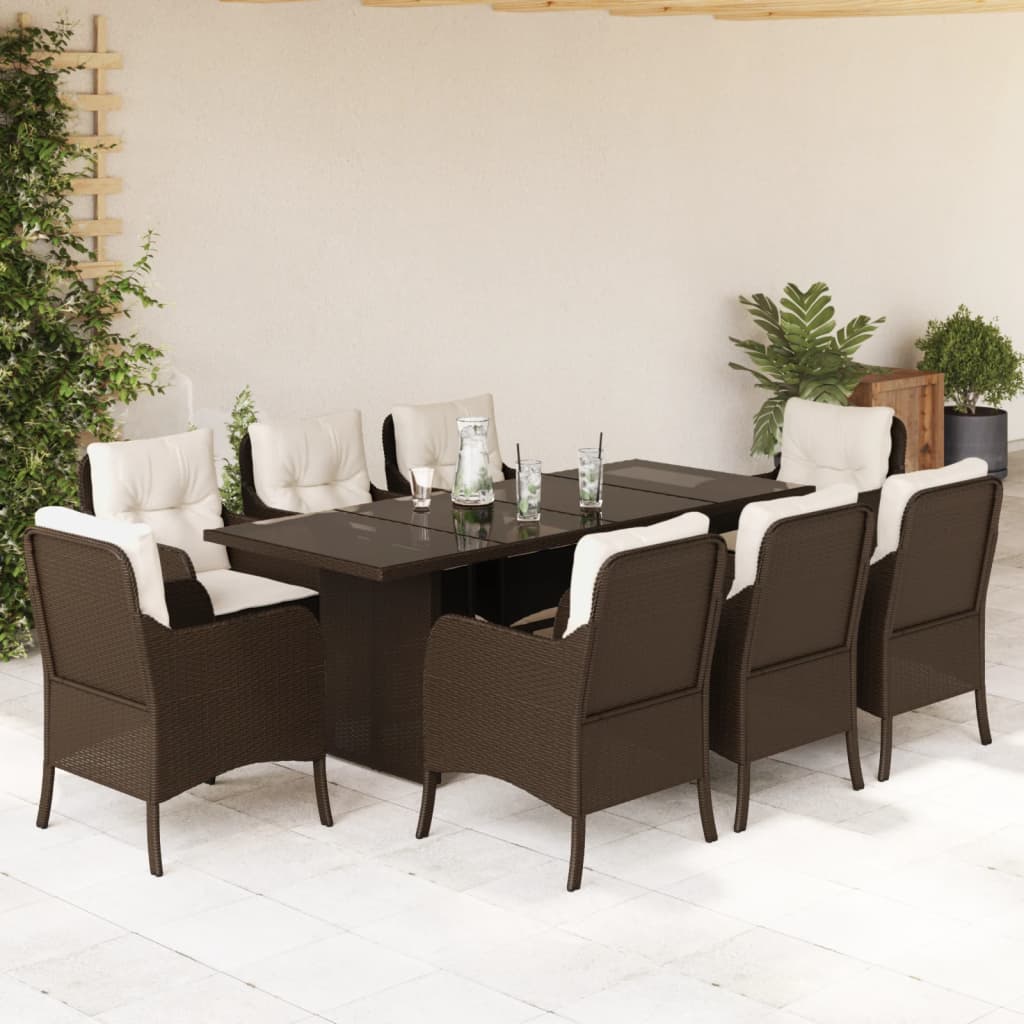 9-Delige Tuinset Met Kussens Poly Rattan