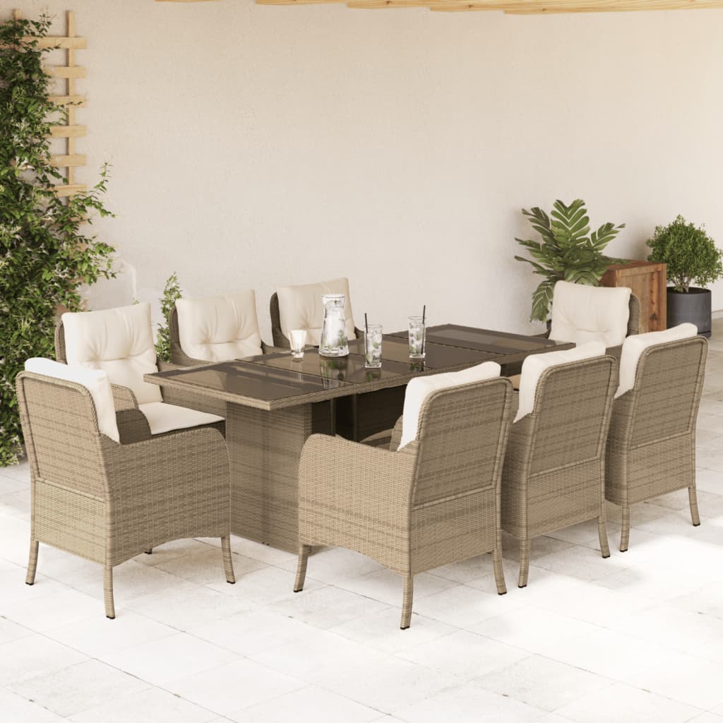 9-Delige Tuinset Met Kussens Poly Rattan