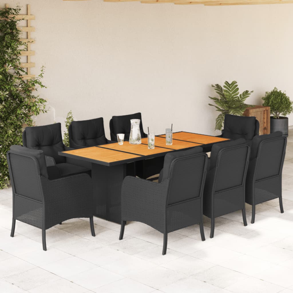 9-Delige Tuinset Met Kussens Poly Rattan