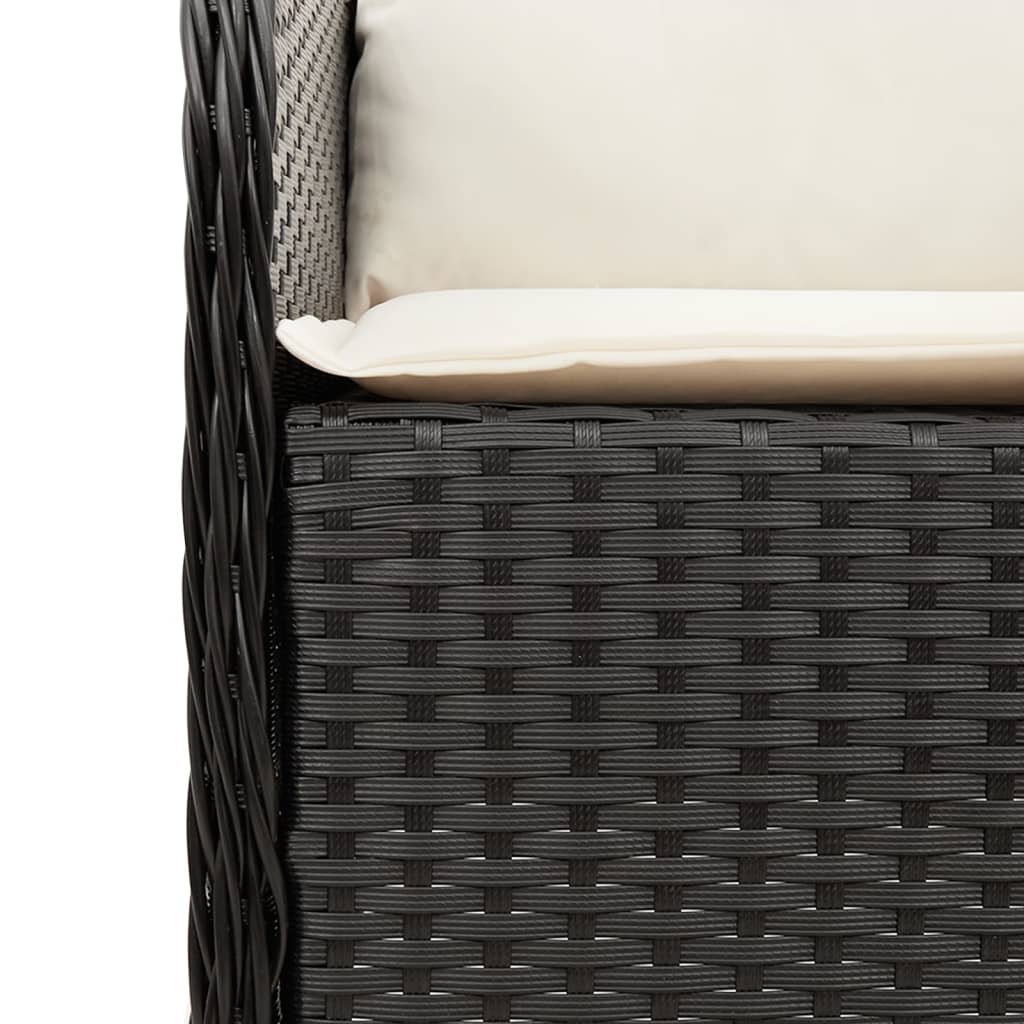5-Delige Tuinset Met Kussens Poly Rattan Zwart