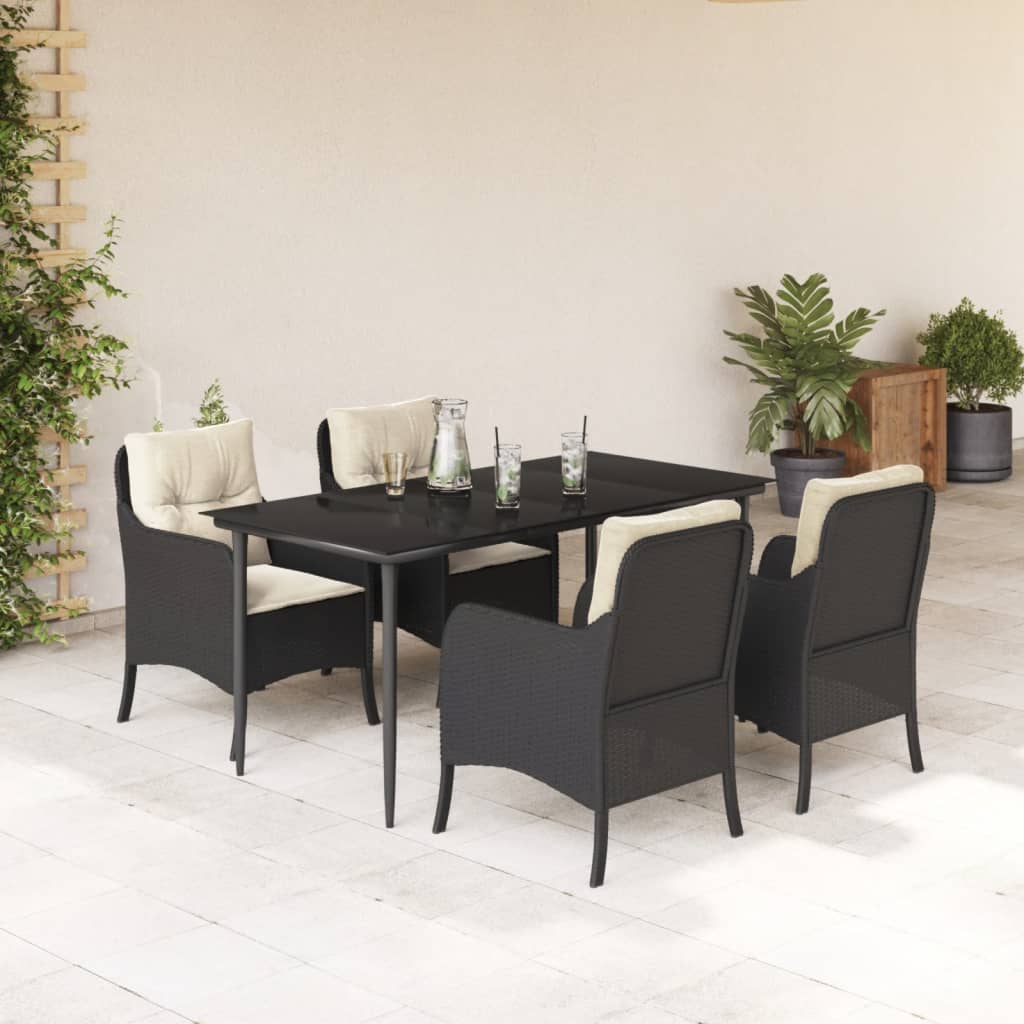 5-Delige Tuinset Met Kussens Poly Rattan Zwart