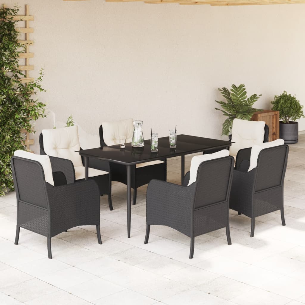 5-Delige Tuinset Met Kussens Poly Rattan Zwart