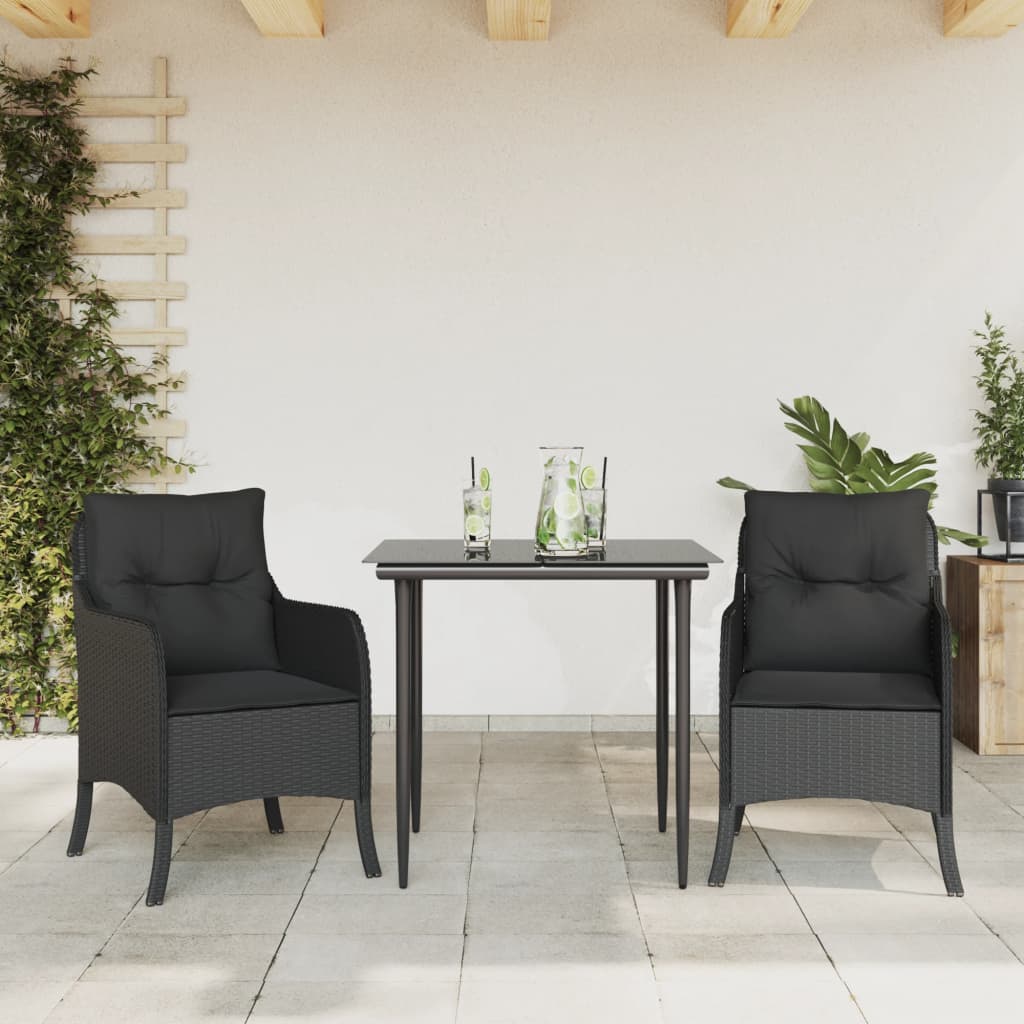7-Delige Tuinset Met Kussens Poly Rattan Zwart