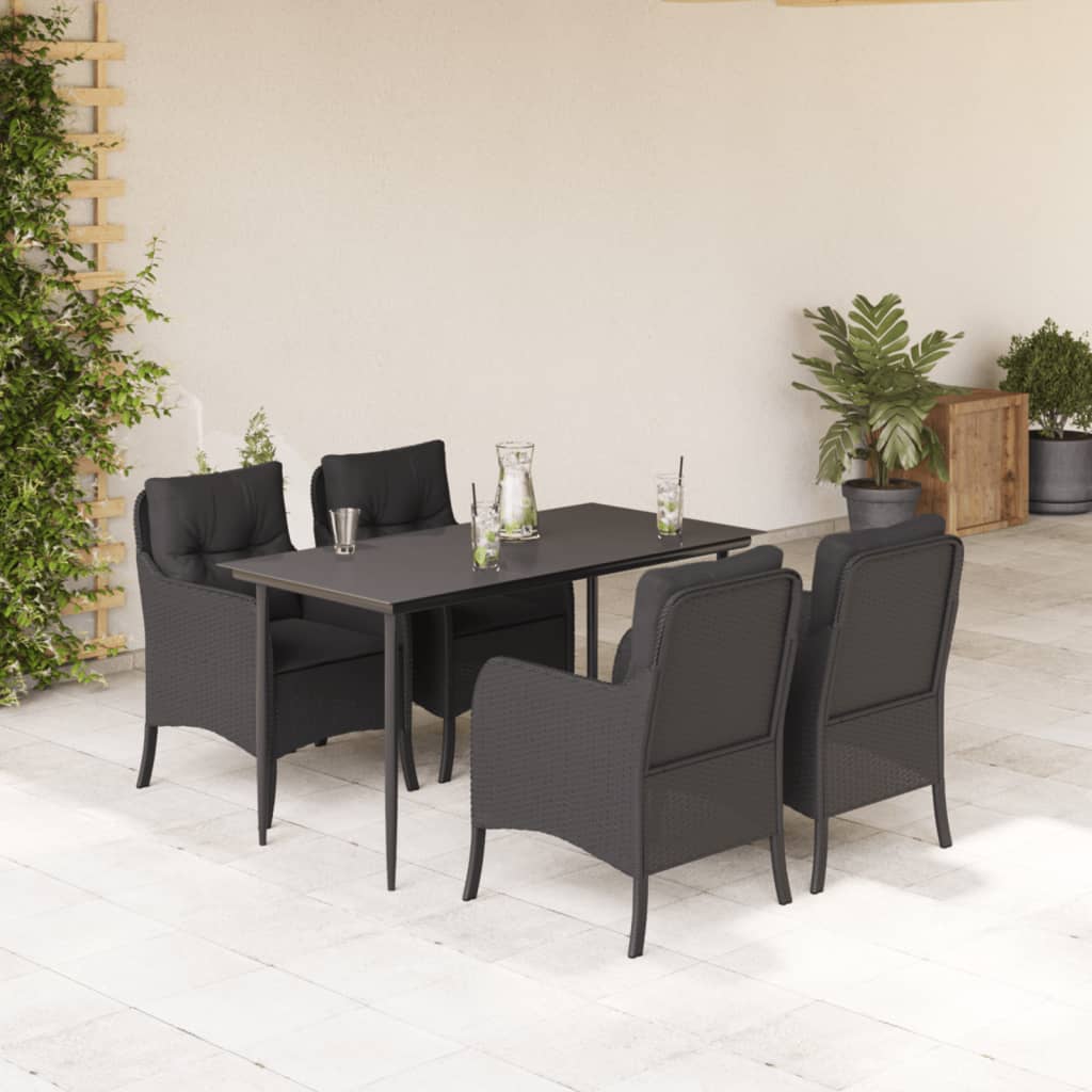 7-Delige Tuinset Met Kussens Poly Rattan Zwart