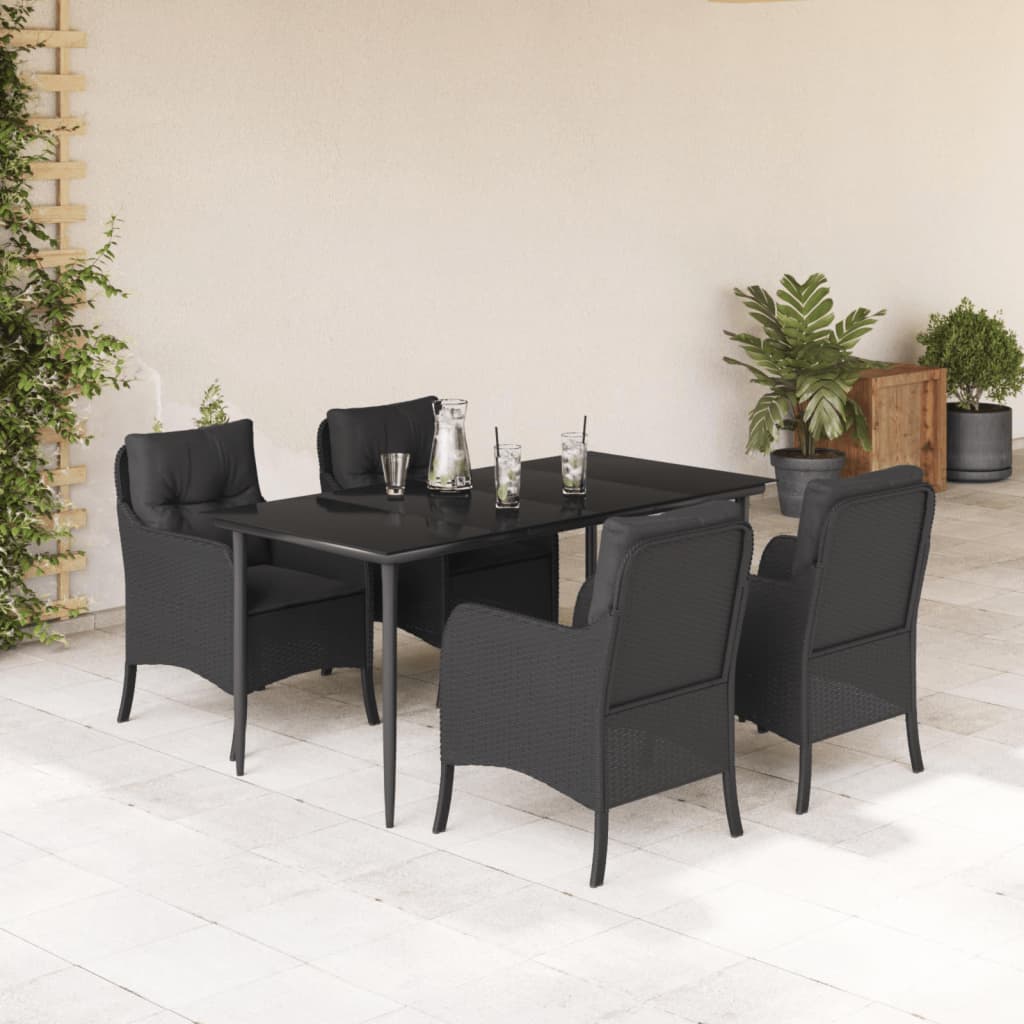 7-Delige Tuinset Met Kussens Poly Rattan Zwart