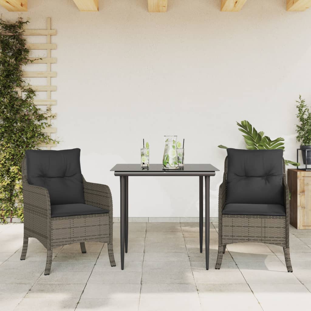 5-Delige Tuinset Met Kussens Poly Rattan Grijs