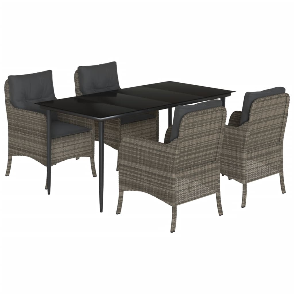 5-Delige Tuinset Met Kussens Poly Rattan Grijs