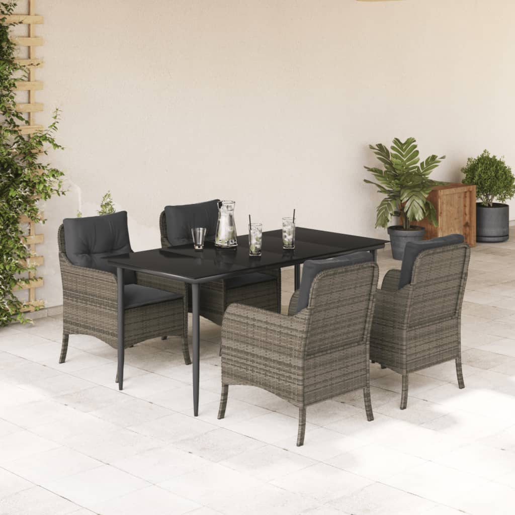 5-Delige Tuinset Met Kussens Poly Rattan Grijs