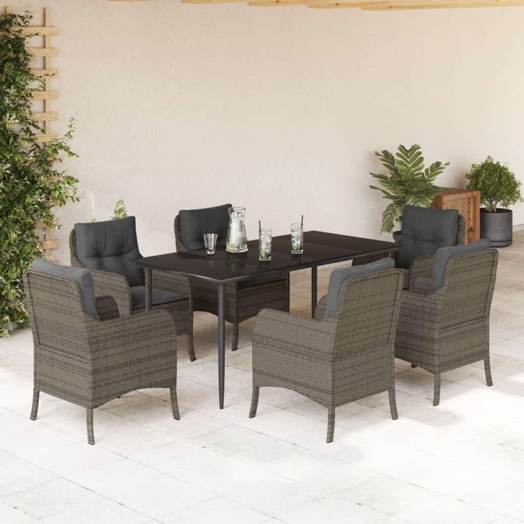 5-Delige Tuinset Met Kussens Poly Rattan Grijs