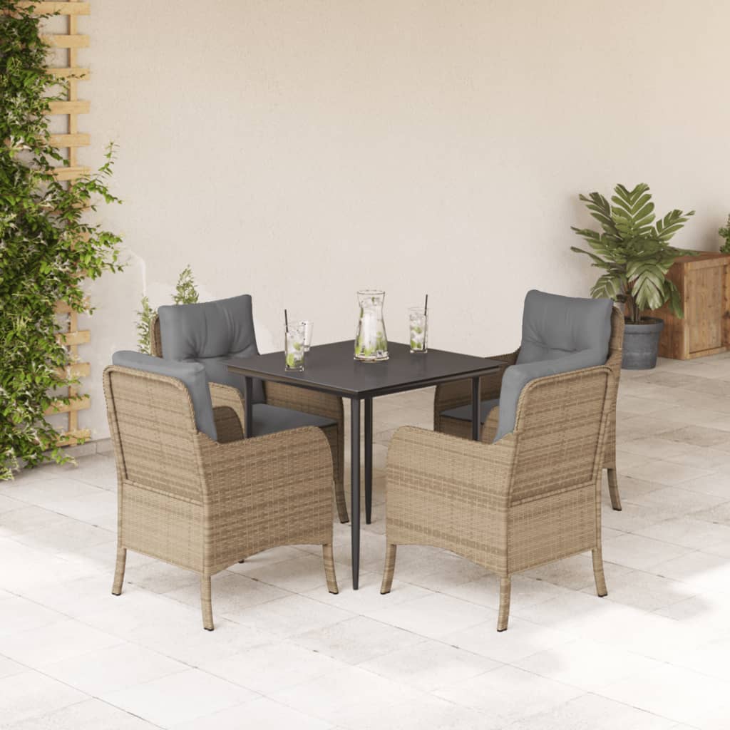 5-Delige Tuinset Met Kussens Poly Rattan Beige