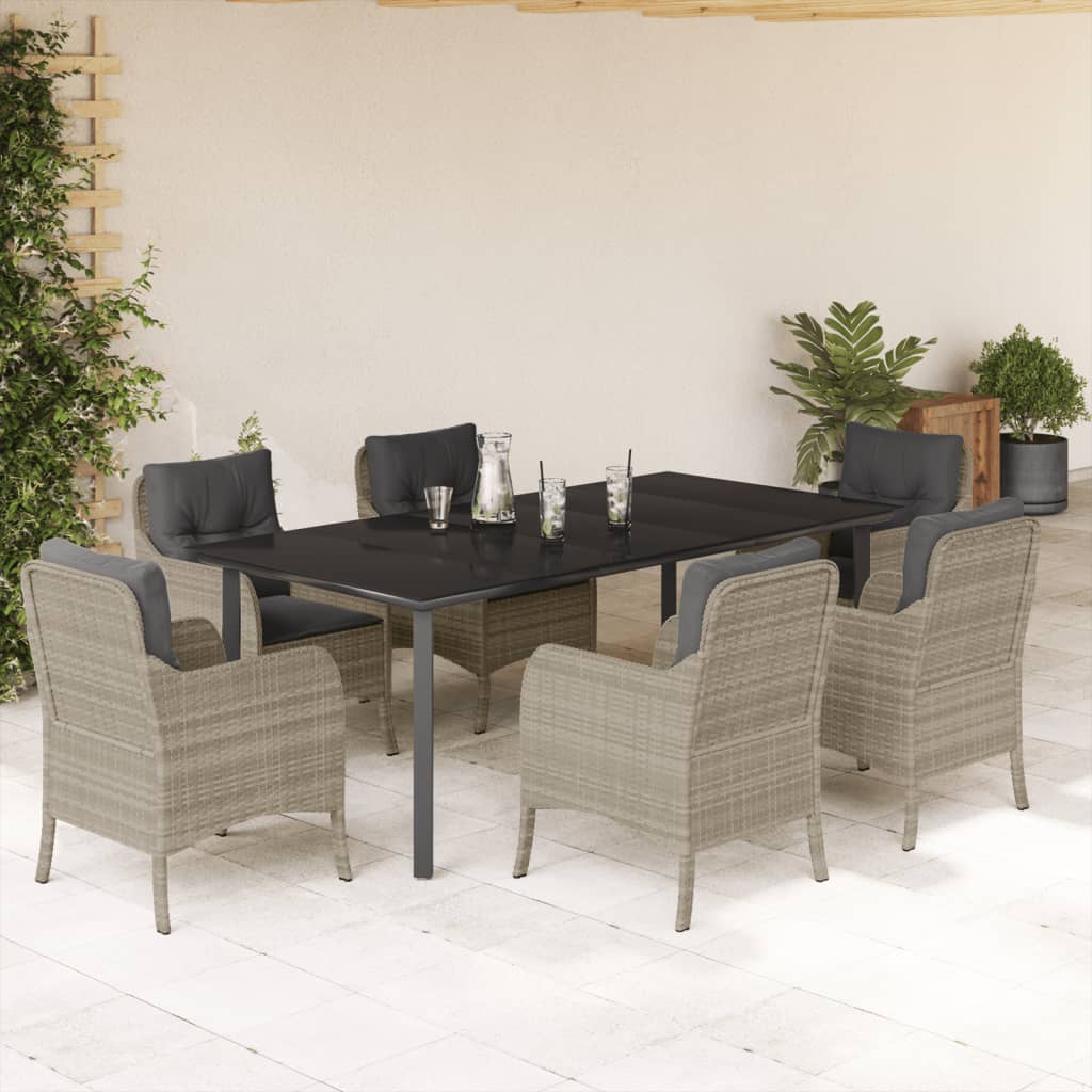 9-Delige Tuinset Met Kussens Poly Rattan Lichtgrijs