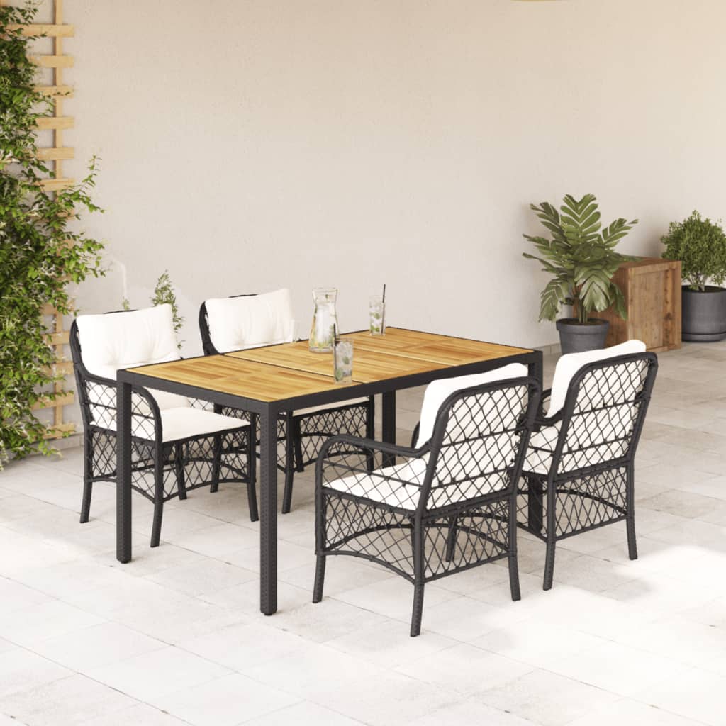 5-Delige Tuinset Met Kussens Poly Rattan