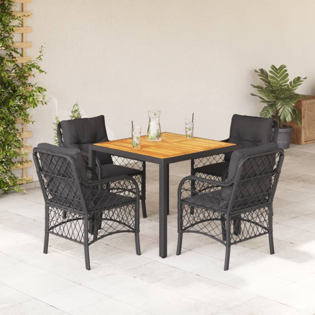 5-Delige Tuinset Met Kussens Poly Rattan