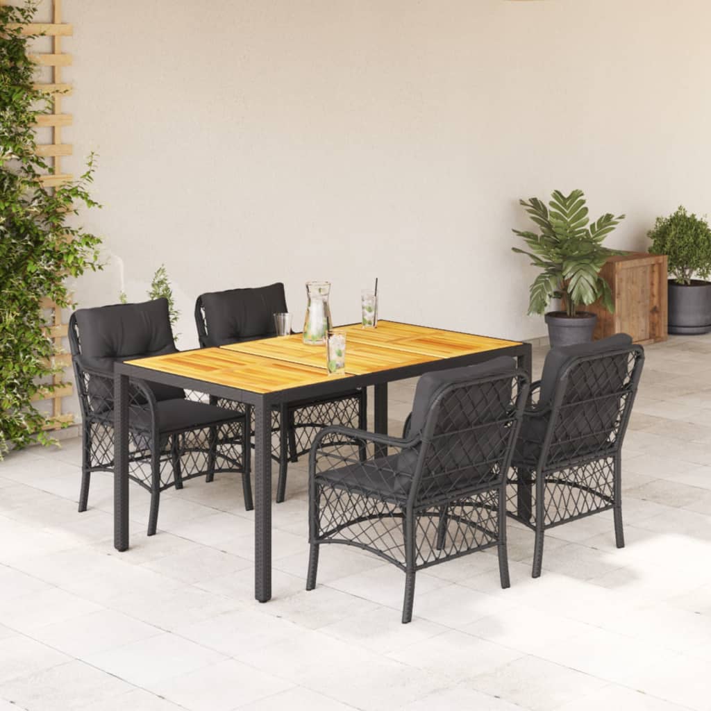 5-Delige Tuinset Met Kussens Poly Rattan