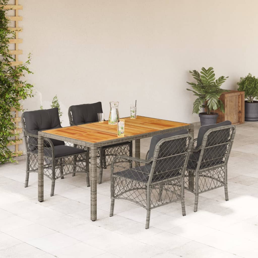 5-Delige Tuinset Met Kussens Poly Rattan