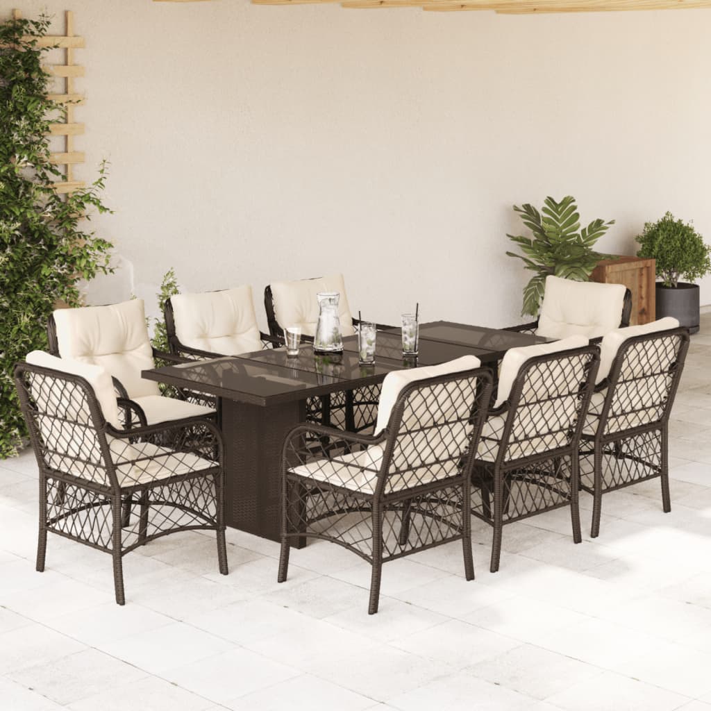 9-Delige Tuinset Met Kussens Poly Rattan
