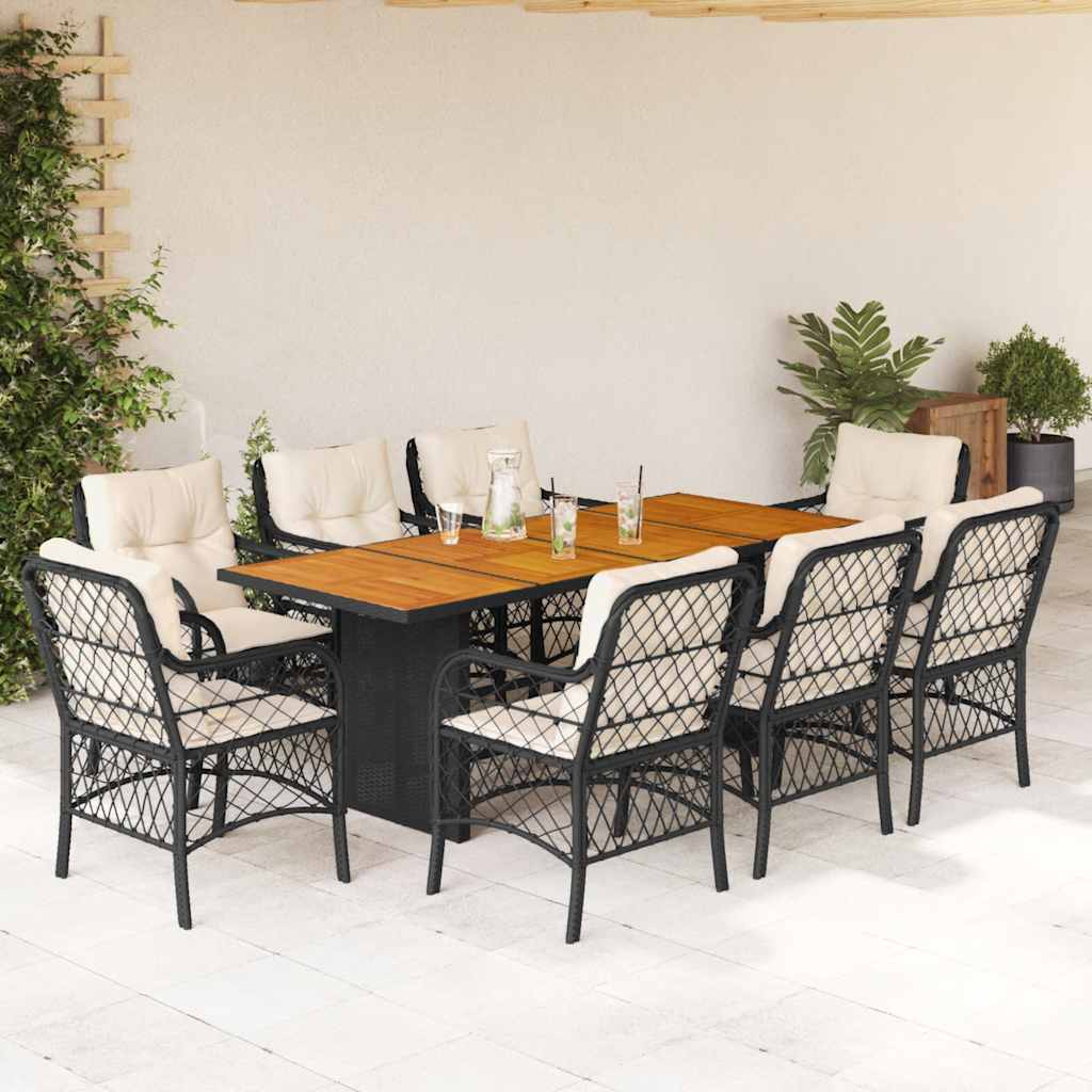 9-Delige Tuinset Met Kussens Poly Rattan