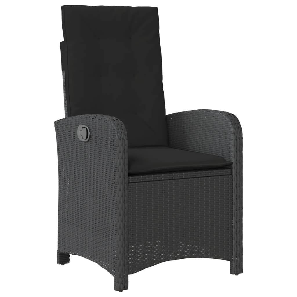 3-Delige Tuinset Met Kussens Poly Rattan Zwart
