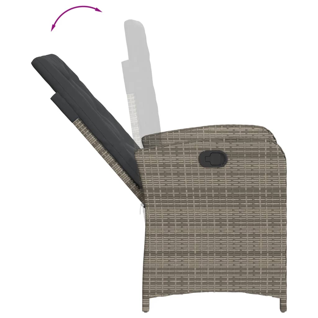 3-Delige Tuinset Met Kussens Poly Rattan Grijs