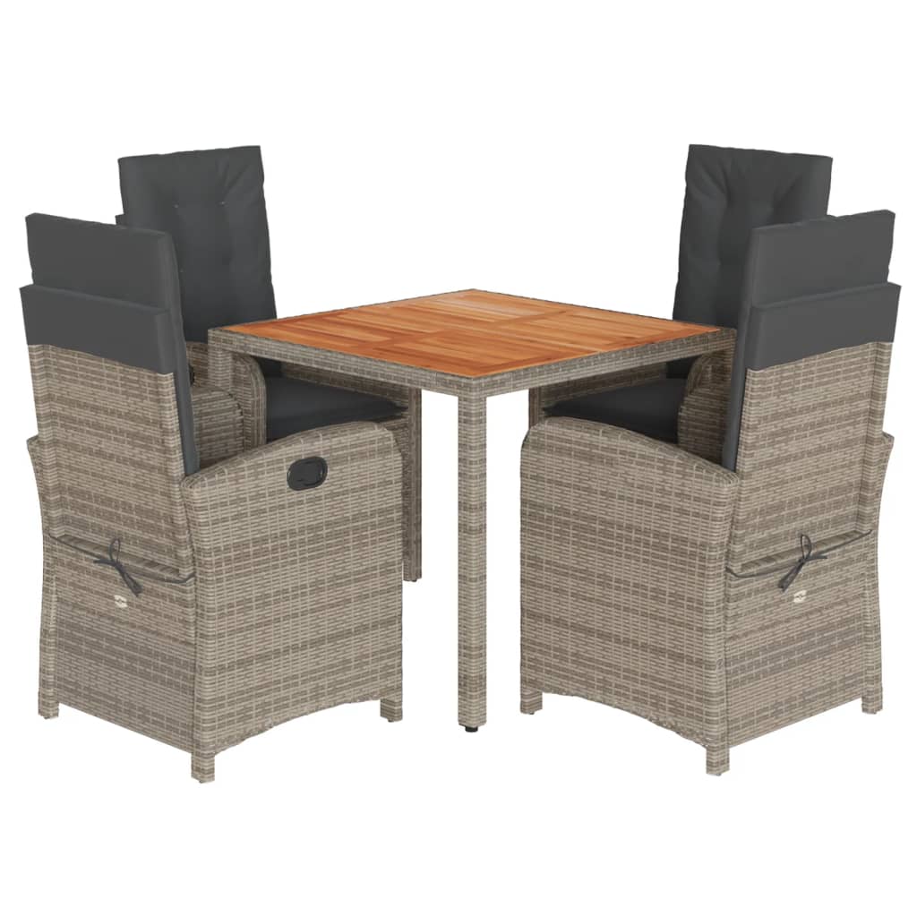 5-Delige Tuinset Met Kussens Poly Rattan Grijs