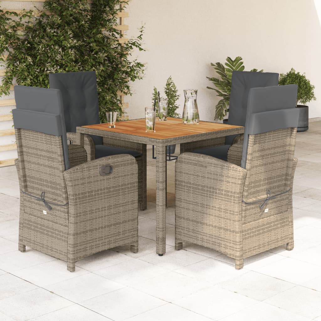 5-Delige Tuinset Met Kussens Poly Rattan Grijs