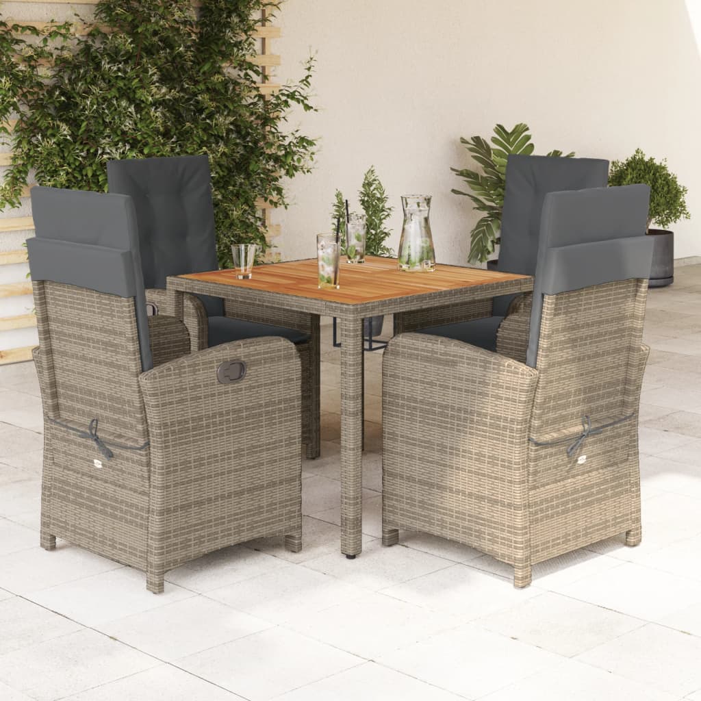 5-Delige Tuinset Met Kussens Poly Rattan Grijs
