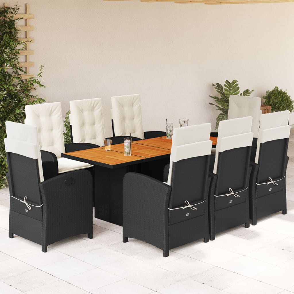 9-Delige Tuinset Met Kussens Poly Rattan