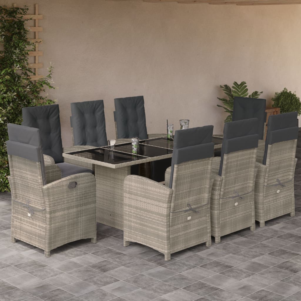 9-Delige Tuinset Met Kussens Poly Rattan