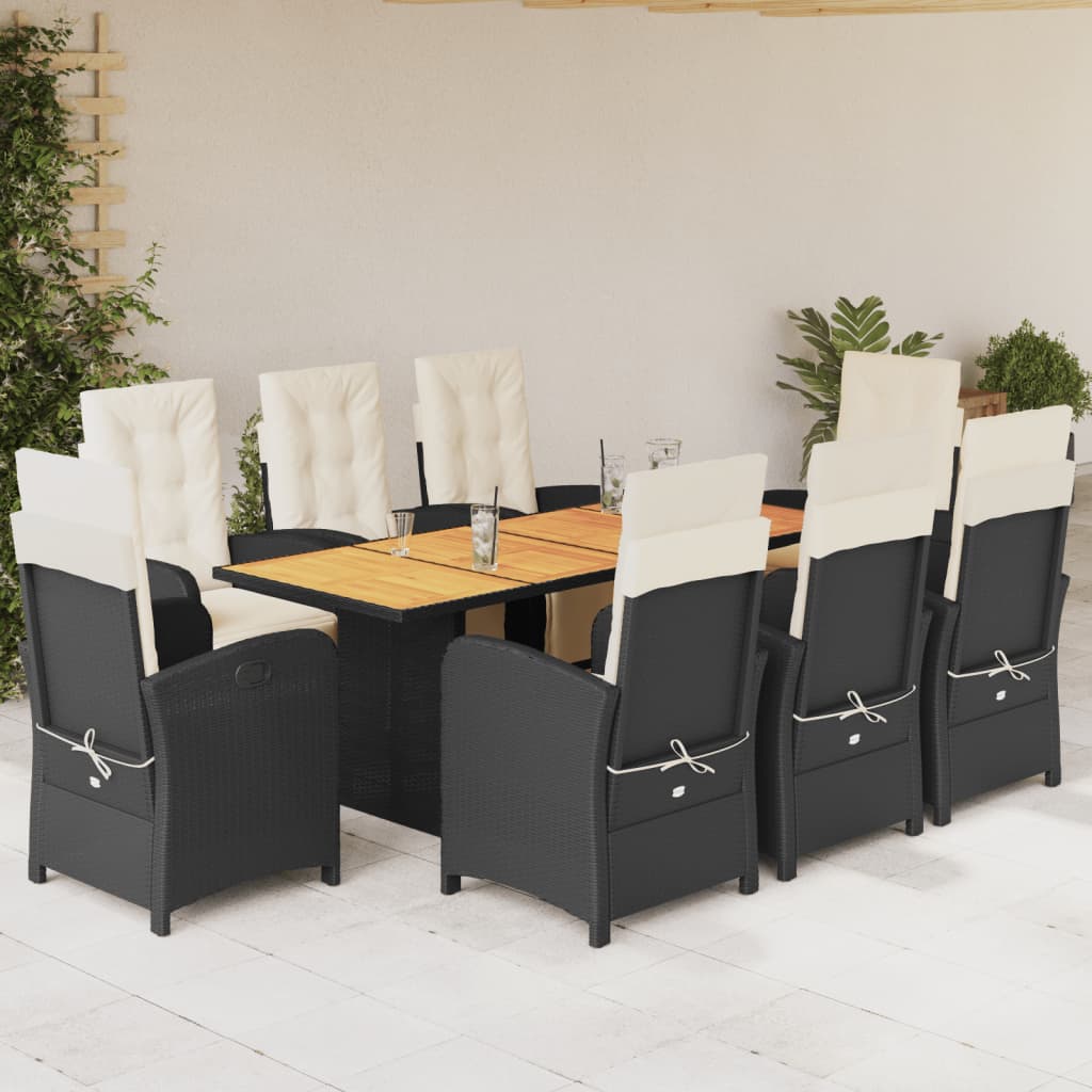 9-Delige Tuinset Met Kussens Poly Rattan