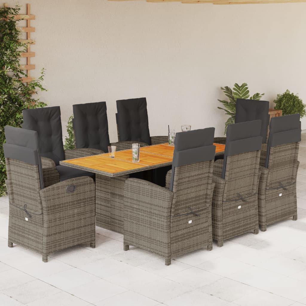 9-Delige Tuinset Met Kussens Poly Rattan