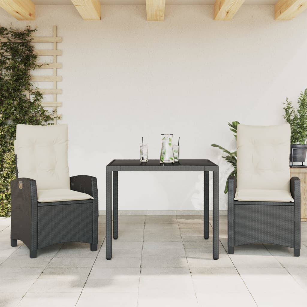 5-Delige Tuinset Met Kussens Poly Rattan Zwart