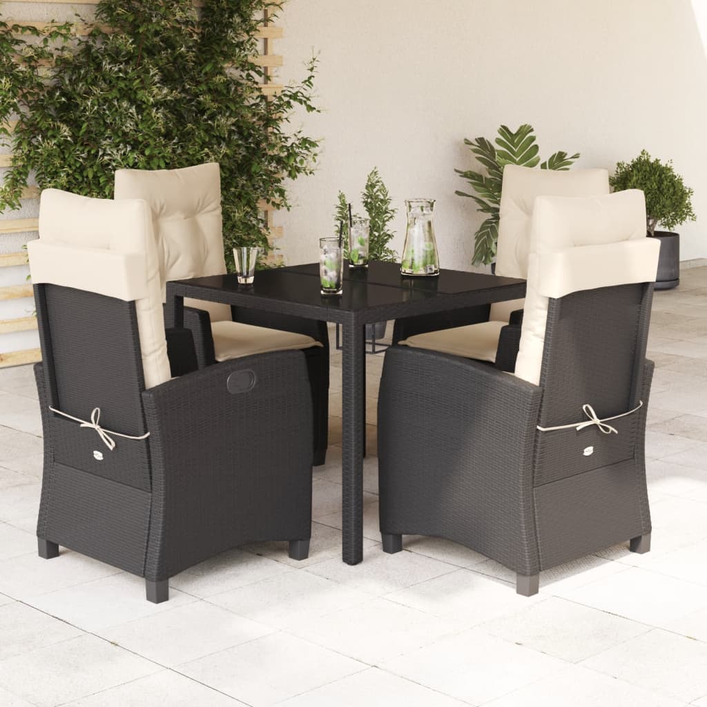 5-Delige Tuinset Met Kussens Poly Rattan Zwart