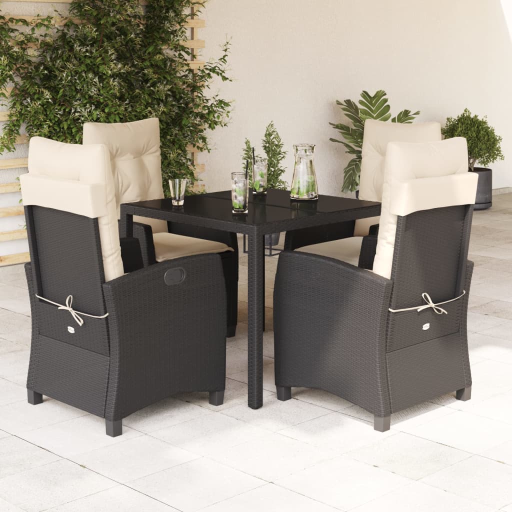 5-Delige Tuinset Met Kussens Poly Rattan Zwart