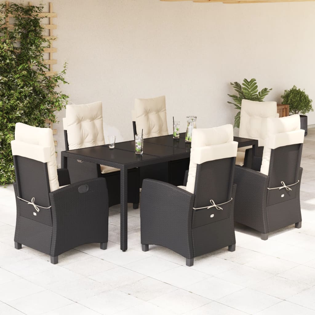 5-Delige Tuinset Met Kussens Poly Rattan Zwart