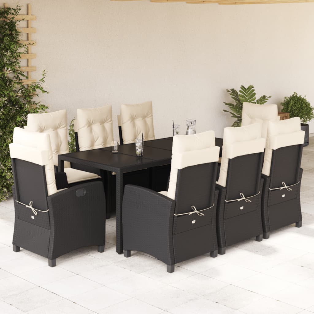 5-Delige Tuinset Met Kussens Poly Rattan Zwart