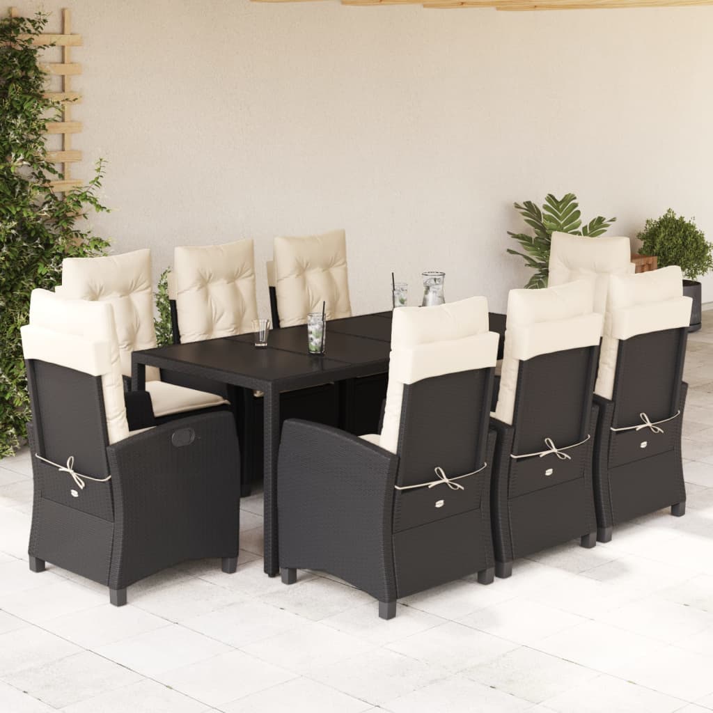 5-Delige Tuinset Met Kussens Poly Rattan Zwart